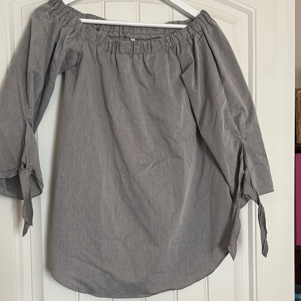 Gray Off-Shoulder Women's Top